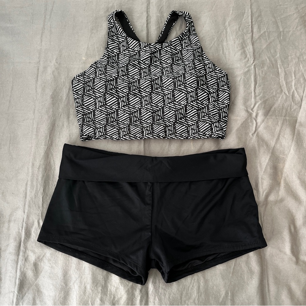 Mossimo Supply Co. Black and White Patterned Bikini Set